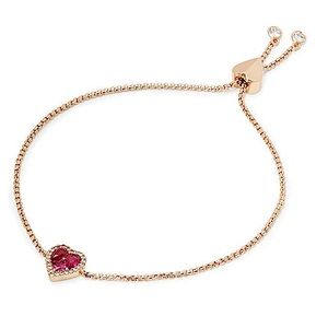 Kate Spade Spell It Out Heart Red Rose Gold Slider Bracelet with dust bag